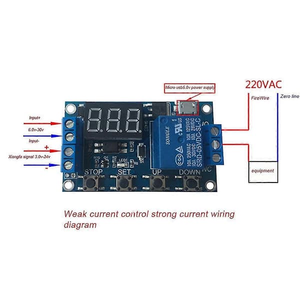2 stk. 6-30v -usb 5v LED Display Automat R Off S Rela