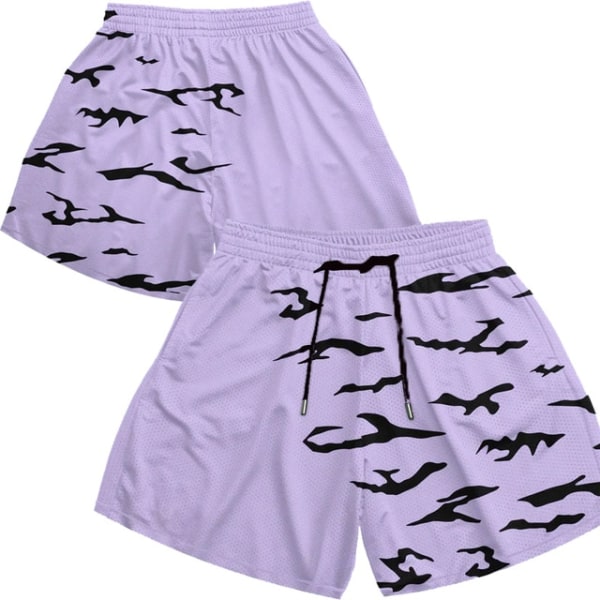 Anime Shorts Demon Slayer 3D-utskrift Casual Sports Shorts purple M