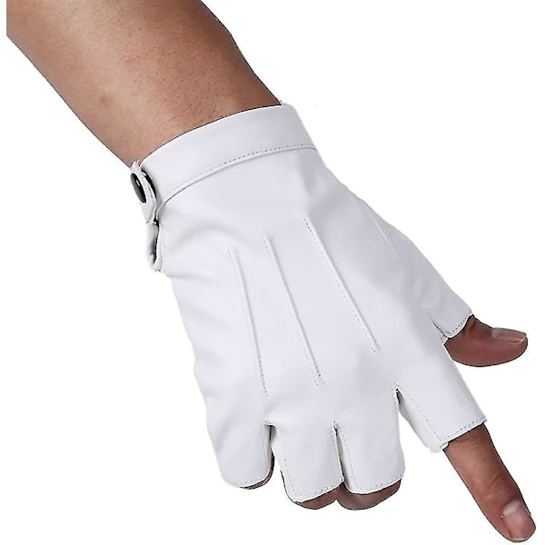Herre PU Læder Punk Halv Finger Snap Performance Handsker