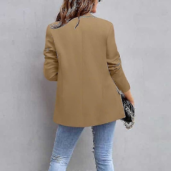 Dam Business Kavajer Öppen Framsida Blazer Dam Ledig Långärmad Arbetskläder Khaki XXL