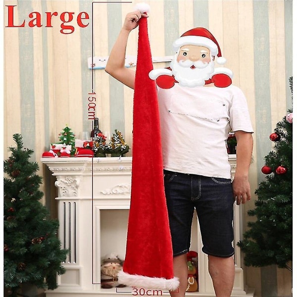 Lång Julhatt För Vuxna Barn Baby Plysch Röd Jultomte Mössa Nyår God Jul Hem Julgransprydnader Dekor Hatt Large