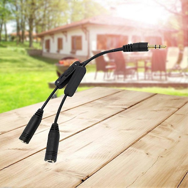 Hörlursdelare Adapter 3.5mm Hane till 2 Hona Guldpläterad Hörlursmikrofon Ljud Y Splitter för Surfplatta Mobiltelefon PC