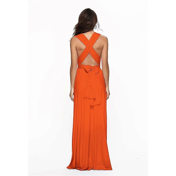 Kvinners Aften Multi Way Wrap Brudepike Formell Lang Maxi Kjole Ysm2035 Orange XL