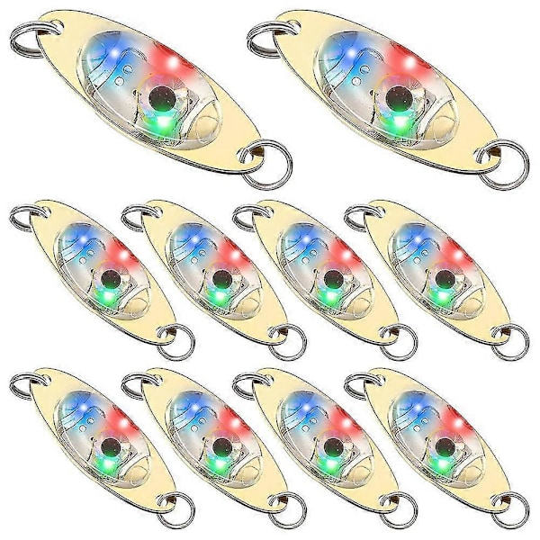 10 stk. LED Fiske Lokkemad Fiskeskeer Undervands Blinker Bas Helleflynder Blinker Trolling Dyb Drop