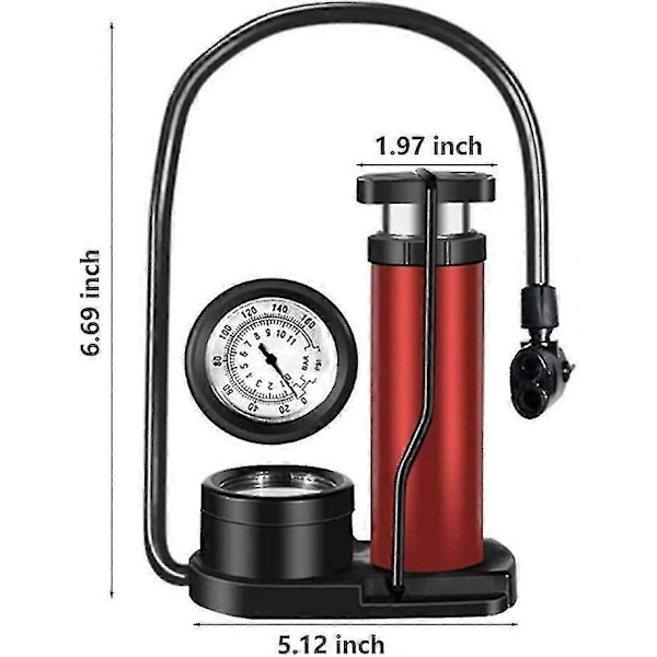160psi Sykkelpumpe med trykkmåler Kompakt terrengsykkel Mini pumpe Sykkelpumpe Petdal Dekk Lufttrykksmåler for sykler Elsykler