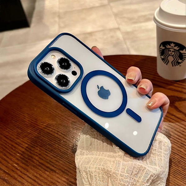 Luksus Akryl Magnetisk Gennemsigtigt Telefoncover Til iPhone 15 14 13 12 11 Pro Max Mini X Xs Xr 7 8 Plus Magsafe Trådløs Opladningscover Blue For iPhone 14 Pro