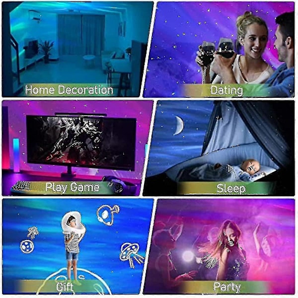 Nordlys Stjerneprojektor, Aurora Projektor Galaxy Stjerneprojektor 6 Hvit Støy Stjernehimmel Månelampe