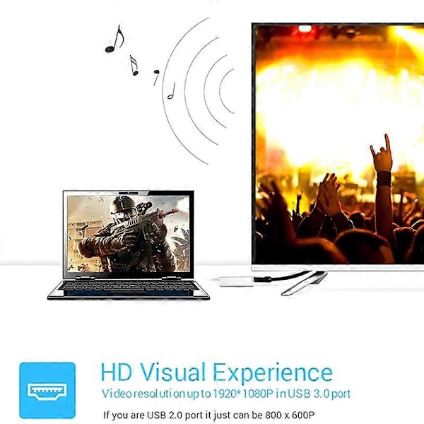 Bärbar 1080P Hög Klarhet USB 3.0 till HDMI-kompatibel Hub Adapter Dockningsstation för Dator