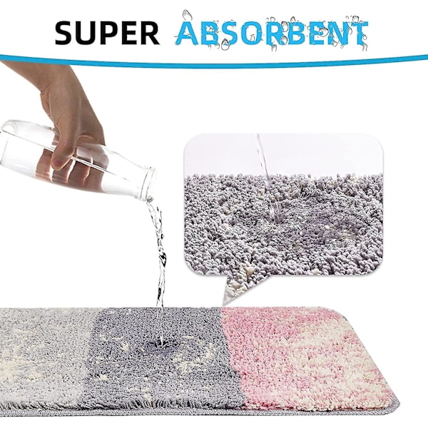 Tflycqbathroom Mattset med 2 Absorberande Maskintvättbara Halkfria Badrumsmattor Lyxiga Mjuka Mikrofiber Färgglada Badrumsmattor för Badrum Kök och Sovrum