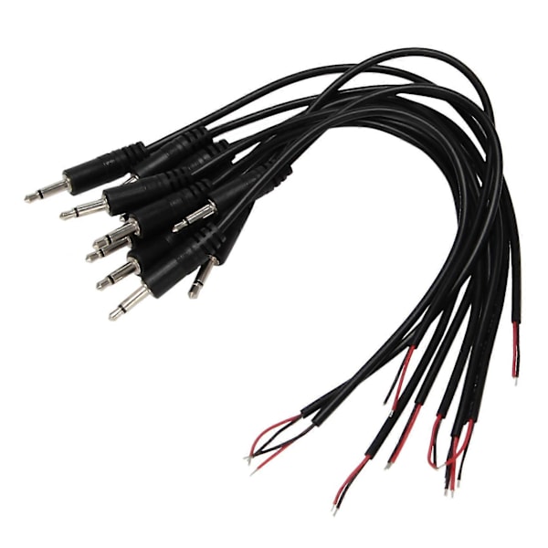 10 stk. Erstatning hannplugg til blank ledning åpen ende 2-polet mono 1/8 tommer 3,5 mm plugg kontakt Aud