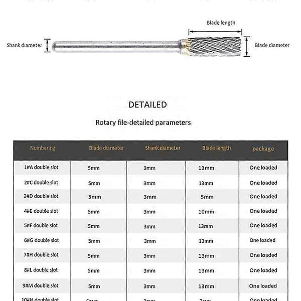 10 stk 1/8 Fil Solid Carbide Burr Sett Drill Slipe Kutter Verktøy Bits Sett For Diy Trearbeid Carv