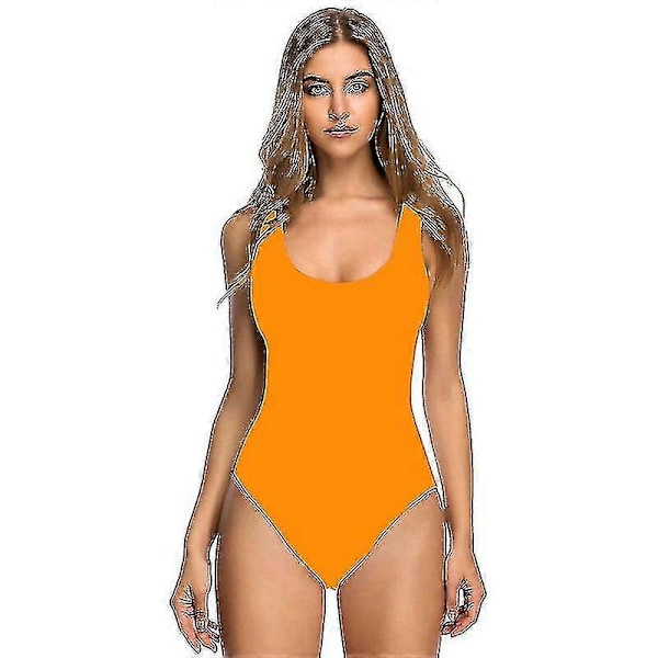 3D-bikini baddräkt för damer med bröstinlägg, baddräkt i ett stycke för vuxna orange XXL