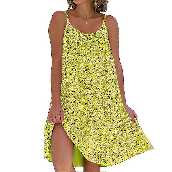 Kukkakuvioinen Camisole-mekko Kesän hihaton mekko U-kaula-aukkoinen monikäyttöinen olkaimeton mekko Red 2XL