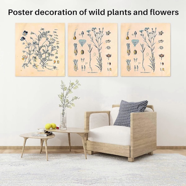 3 st Blomsterväv Gobeläng Väggbonad Vildblomma Växt Floral Gobeläng Diagram Liten Gobeläng För Sovrum