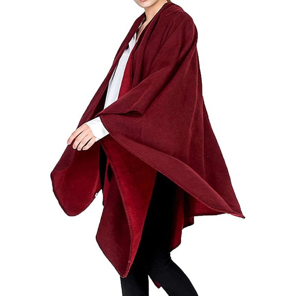 Sjal Reversibel Ensfarget Åpen Front Cardigan Wrap For Kvinner red
