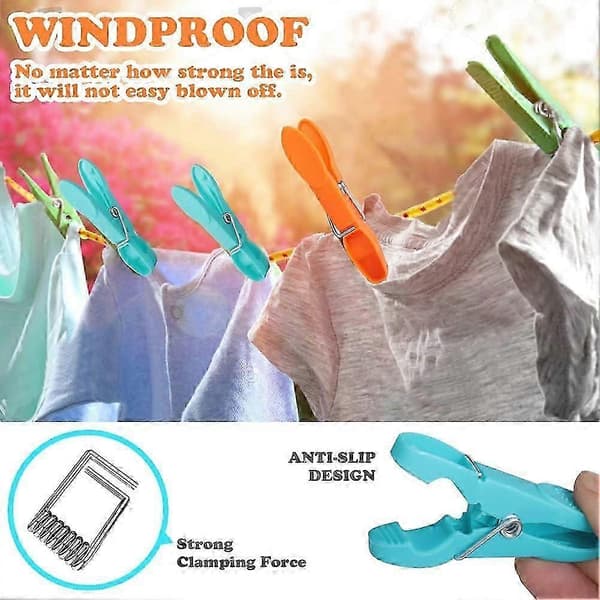 Klädnypor, 24-pack klädnypor i plast