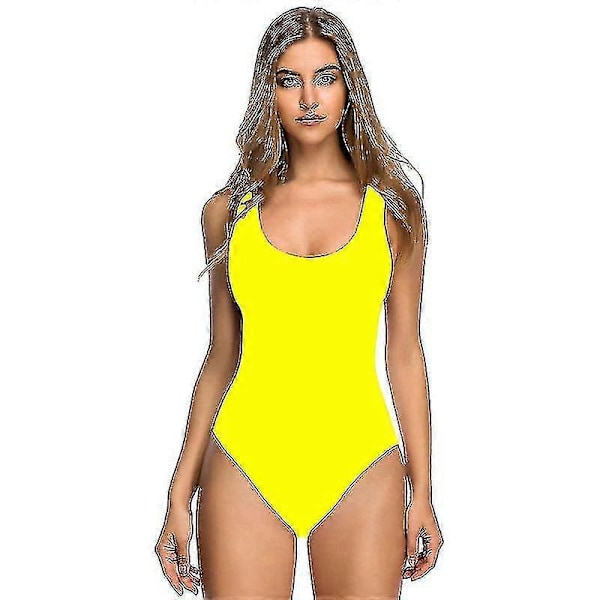 3D-bikini baddräkt för damer med bröstinlägg, baddräkt i ett stycke för vuxna Yellow XXL