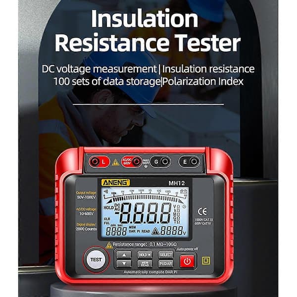 Mh12 Ance Er Digital Meter Ohm Ac Er LCD Megohmmeter Voltmeter Verktyg