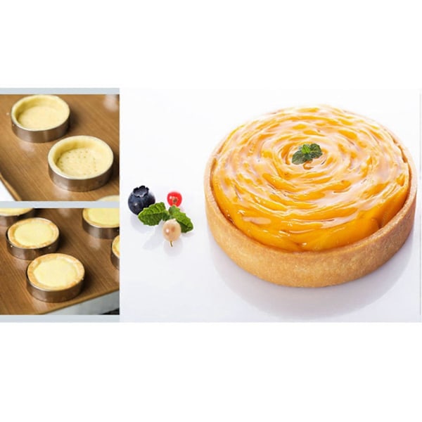 Perforeret Sæt Tærteringe Tærte Dejpresser Mini Mousse Kageringe Med 8 stk Fransk Dessert Mousse Quiche
