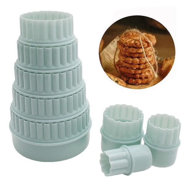 8 stk/sett Kakeutstikkere Solid Gjenbrukbar Plast Multifunksjonell Bølgete Rund DIY Deigformformer for Baking