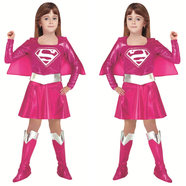 Halloween cosplay kostym barndräkt superman cape girl superman klä upp M