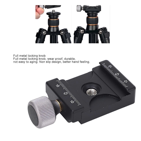 Universal Quick Release Clamp Aluminiumlegering 1/4 tommer 3/8 tommer Gevind Dobbelt Anti-Slip Riller Quick Release Plade QR Clamp til Kamerastativ
