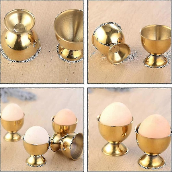6 Stykker Eggstativ Rustfritt Stål Eggkopp Gull Eggholder Eggbrett Eggbrett For Barn Påskeegg