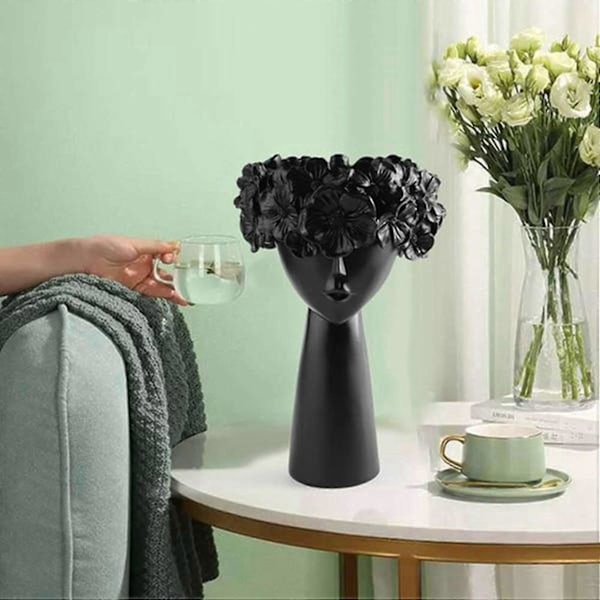 Nordisk Hjem Dekoration Resin Vase Statue Skulptur Makeup Børsteholder Opbevaringsboks Kreativ Blomst P