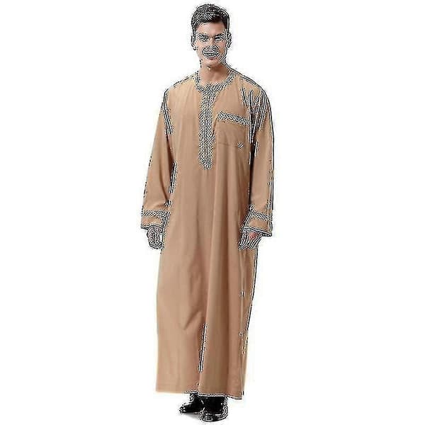 Mäns Saudi-Arabisk Kaftan Dubai Tunika Lång Topp Blus Thobe Kläder