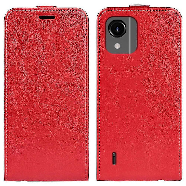 Nokia C110 Korttipidike Puhelinkotelo Hullu Rakenne Pystysuora Käännettävä Nahkakansi Red Style C Nokia C110