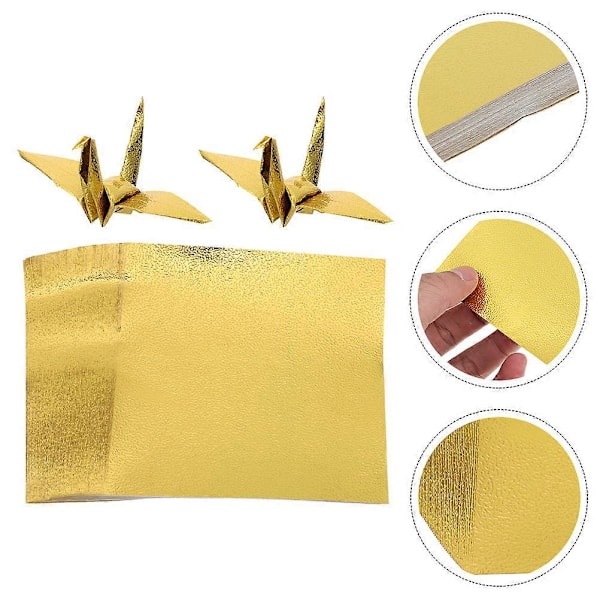 100 ark kvadratiskt origamipapper för vikning, DIY-papper, gyllene origamipapper