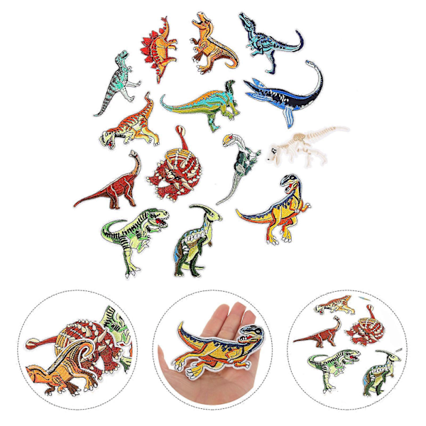 14 kpl Suloisia Dinosaurusten Kirjailtuja Paikkoja DIY Vaatteiden Tarrat Kangaspaikat Vaatteiden Koristeet