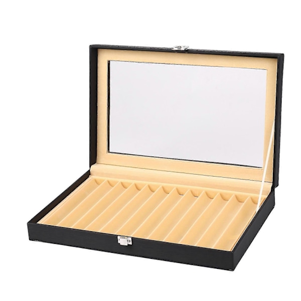 12 Svart Pennlåda Läder Pennskrin Displaybox Pu Pennlåda Läder Pennfodral