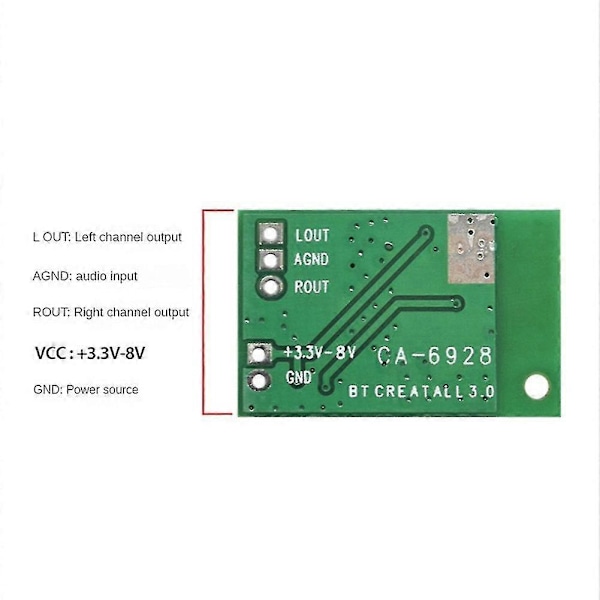 5 st Ca-6928 Bluetooth Ljudmodul Led 3.3v-8v Audio Digital Ljudförstärkarmodul Kort