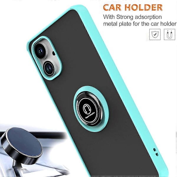 Til Samsung Galaxy A06 Cover Ring Holder Støtteben TPU+Akryl Telefon Cover - Sort Azure Galaxy A06