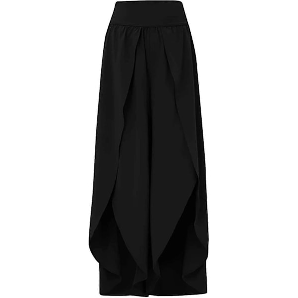 Dame Bukser med Brede Ben, Yoga Bukser med Høj Talje og Slidser, Afslappede Flydende Palazzo Strandbukser til Kvinder White 3XL