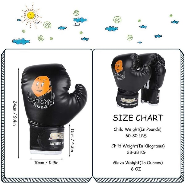 Barn Boxhandskar PU Läder Träningshandskar Barn Tecknad Sparring Muay Thai Handske