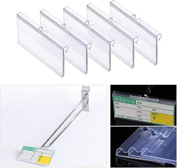 50 stk. transparente prisskilt prislappholder plastprislapperholder for trådhyller for prislapper