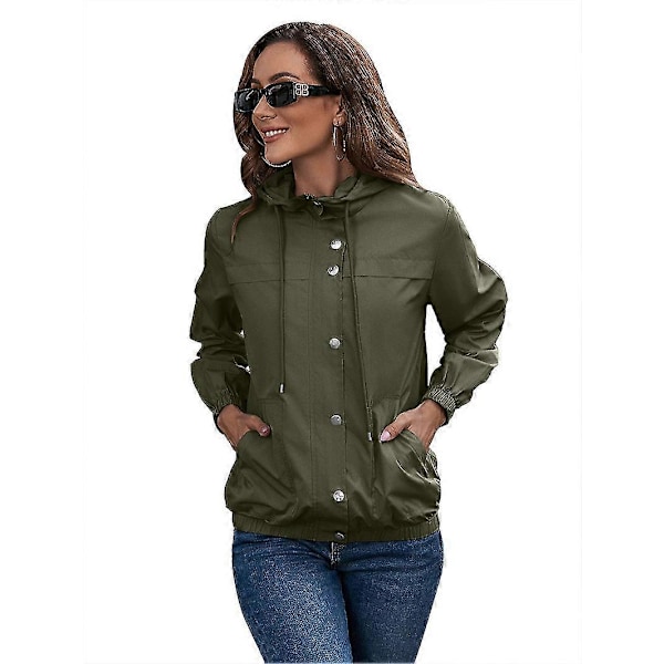 Fashion Hooded Windbreaker Dam Trenchcoat Utomhus Sport Vindtät Sky Blue M