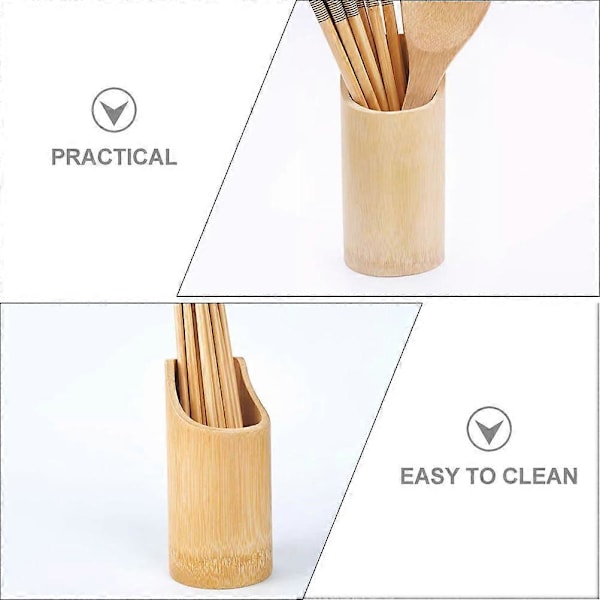 Bambus Spisepindeholder Bestik Organizer Spisepinde Afløbsholder Bambus Redskabsholder