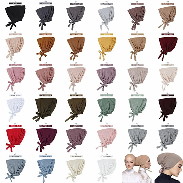 Jersey Myk Modal Muslimsk Turbanhatt Inner Hijab Caps Islamsk Undersjal Bonnet India Hatt Dame Hodeinnpakning Turbante Mujer Bridal Rose