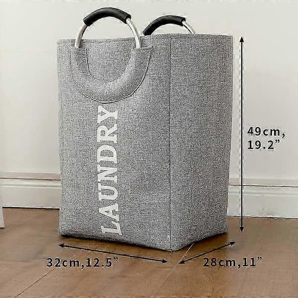 Premium Stor Kapacitet Vikbar Tvättkorg, Tyg, Grå, 45L