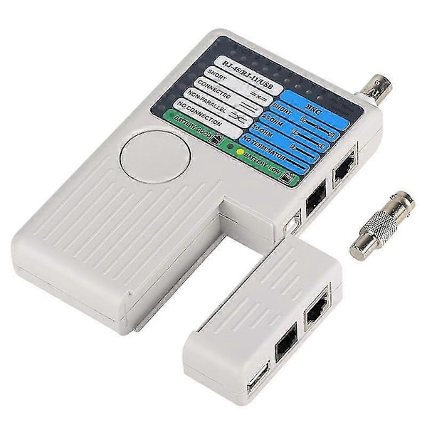 Multifunksjon 4-i-1 Nettverkskabeltester Rj45/rj11/usb/bnc Lan-kabel Cat5 Cat6 Kabeltester