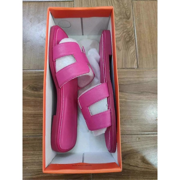 Sommarsandaler för dam, platta strandsandaler, damslippers, utomhussandaler med kilklack, plusstorlek Tw Rose red EU41