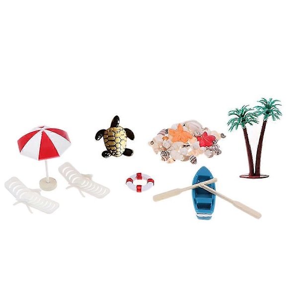 10 kpl/setti Miniatyyri Aurinkotuoli Ranta Sateenvarjo Vene Kuori Sarjat Nukkekodin Elämänkohtausten Koristeluun