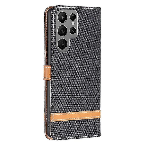For Samsung Galaxy S24 Ultra Deksel Jeans Stoff Lommebok Telefondeksel Black Style A Samsung Galaxy S24 Ult
