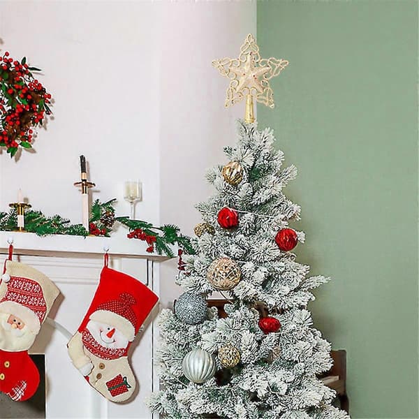 Glitrende Stjerner Juletræ Snefnug Ornamenter Sølv