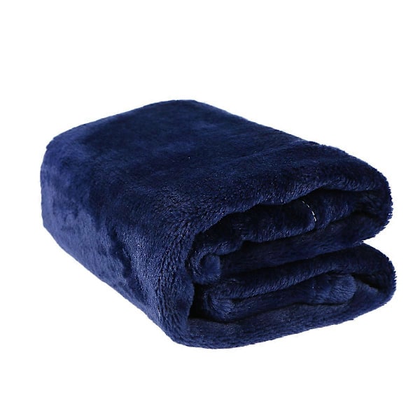Underbar Flanell Fleece Husdjursfilt Mjuk Handduk Enfärgad Husdjursfilt (Mörkblå)