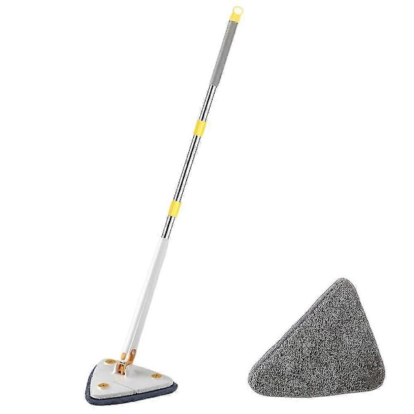 360 Asteen Kiertävä Säädettävä Puhdistusmop Wet & Dry Kaksoiskäyttöinen Kolmiomainen Vapaakätisesti Pestävä Mop Lattian ja Seinän Puhdistukseen 1 Cloth Included Blue