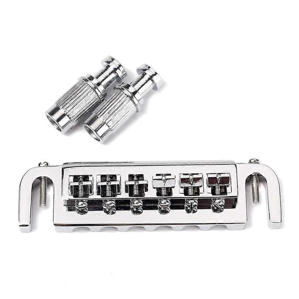 Wraparound Roller Bridge Saddle Tailpiece Combo for LP Style Elektrisk Gitar Erstatningsdeler Tilbehør (Sølv)